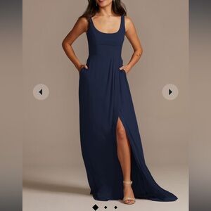 crepe-back satin scoop tank bridesmaid dress marine